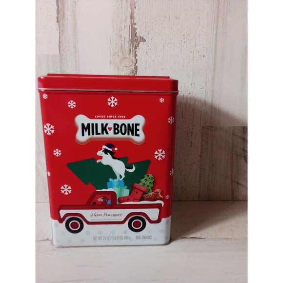 Milk Bone Merry Christmas Walmart Empty Metal Tins/May Have Minor Dent Or Ding - Picture 4 of 10